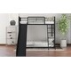 preview thumbnail 10 of 15, Twin over Twin Metal Bunk Bed with Inclined Ladder, Slide, Railings and Head&Footboards, White