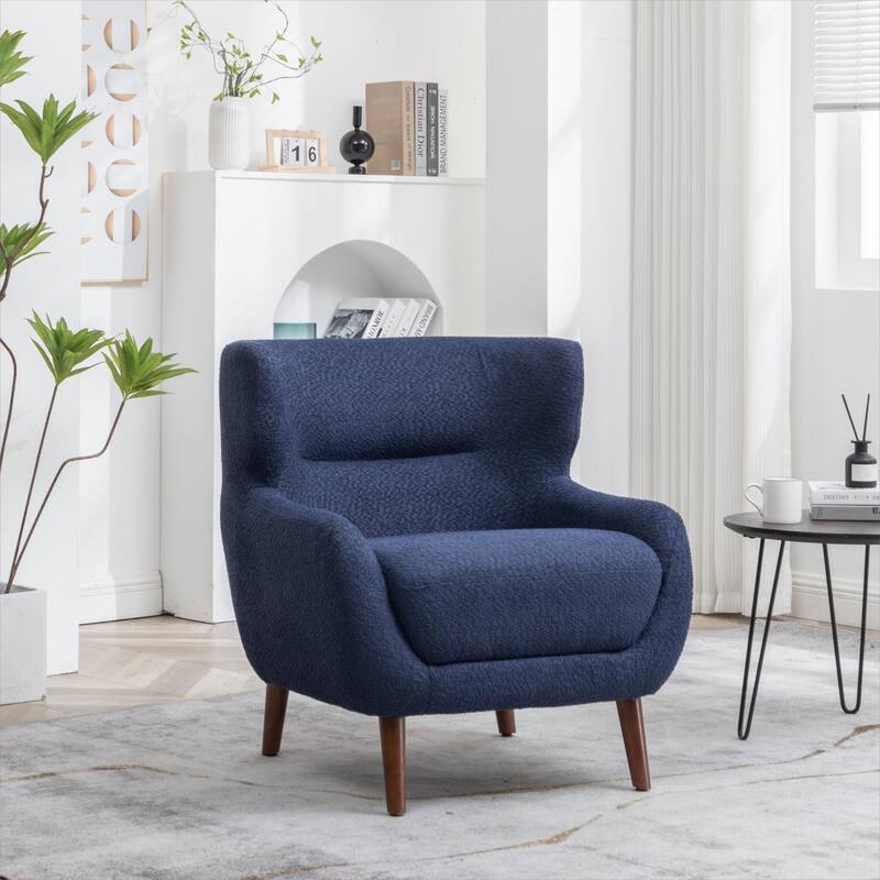 XINMICS Tufted Accent Chair, Wingback Upholstered Armchair for Living Room, Bedroom, Set of 1