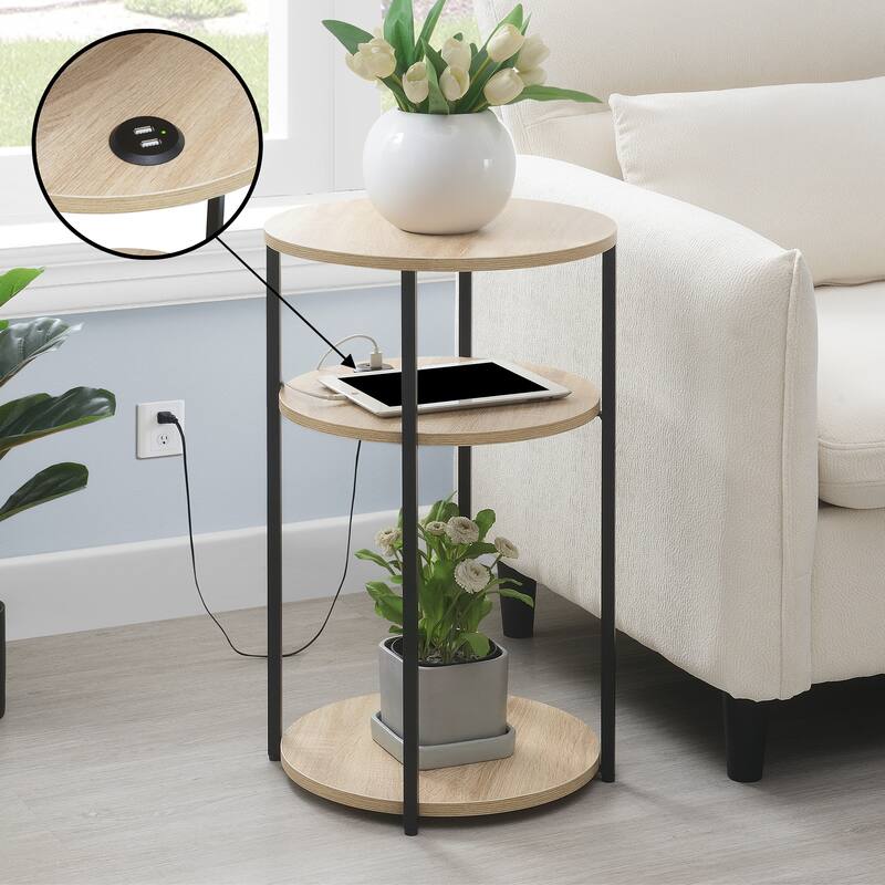 Convenience Concepts Designs2Go Simon 3 Tier End Table with USB Ports