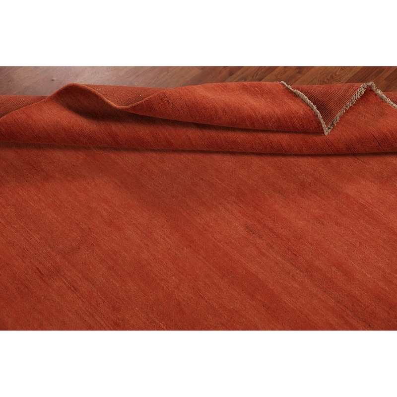 Modern Orange Gabbeh Oriental Rug Handmade Wool Carpet - 4'10" x 6'0"