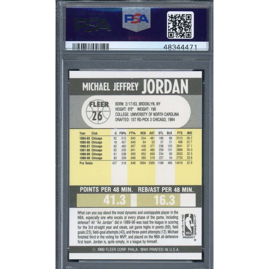 【PSA鑑定付き直筆サイン】1990 FLEER Ｗ．クラーク／Ｋ．ミッチェル 1990 Fleer Michael Jordan #26 Basketball Card Chicago Bulls