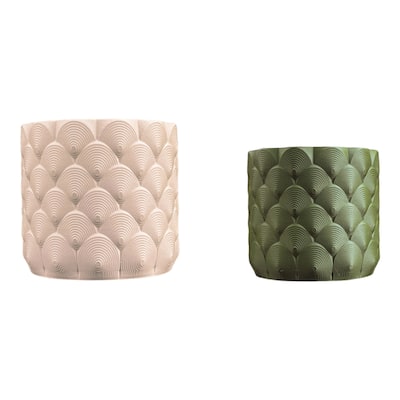 happimess Syrie Modern Bohemian Indoor Ocean Wave Eco-Friendly 3D Printed Planters with Drainage, (Set of 2)