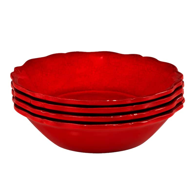 Certified International Red Crackle 8.5" Melamine All Purpose Bowls, Set of 4 - 8.25" Diameter x 2"