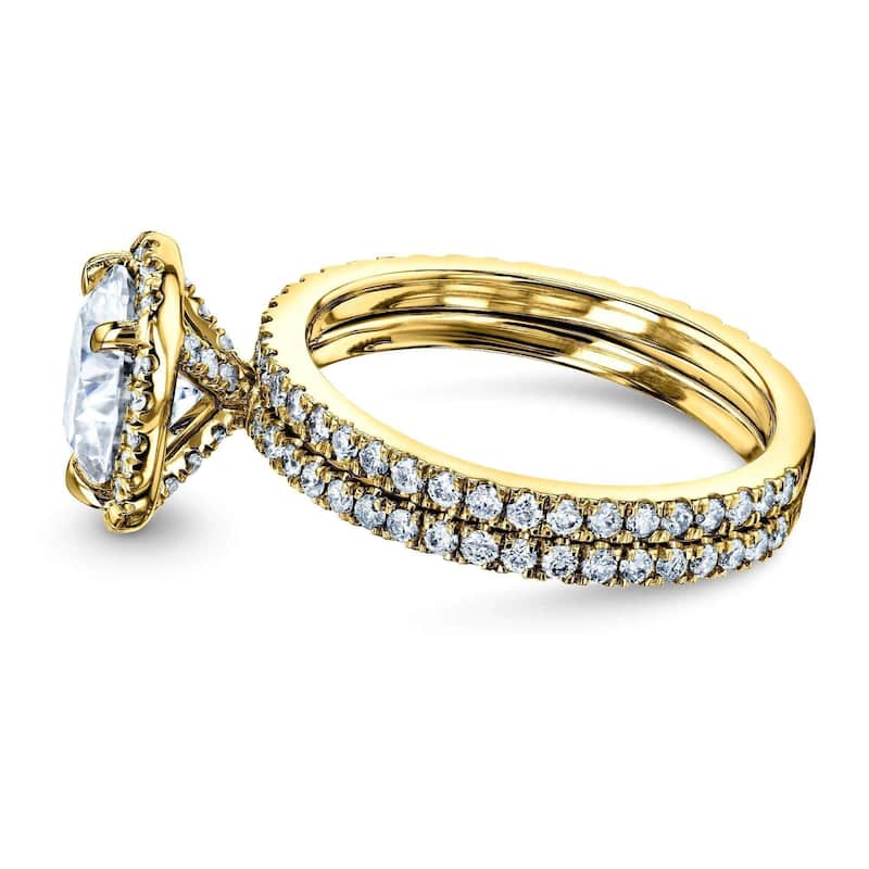 Kobelli 2.2 Carats Lab Grown Diamond Certified 14k Solid Gold Floating Halo 2pc Bridal Set