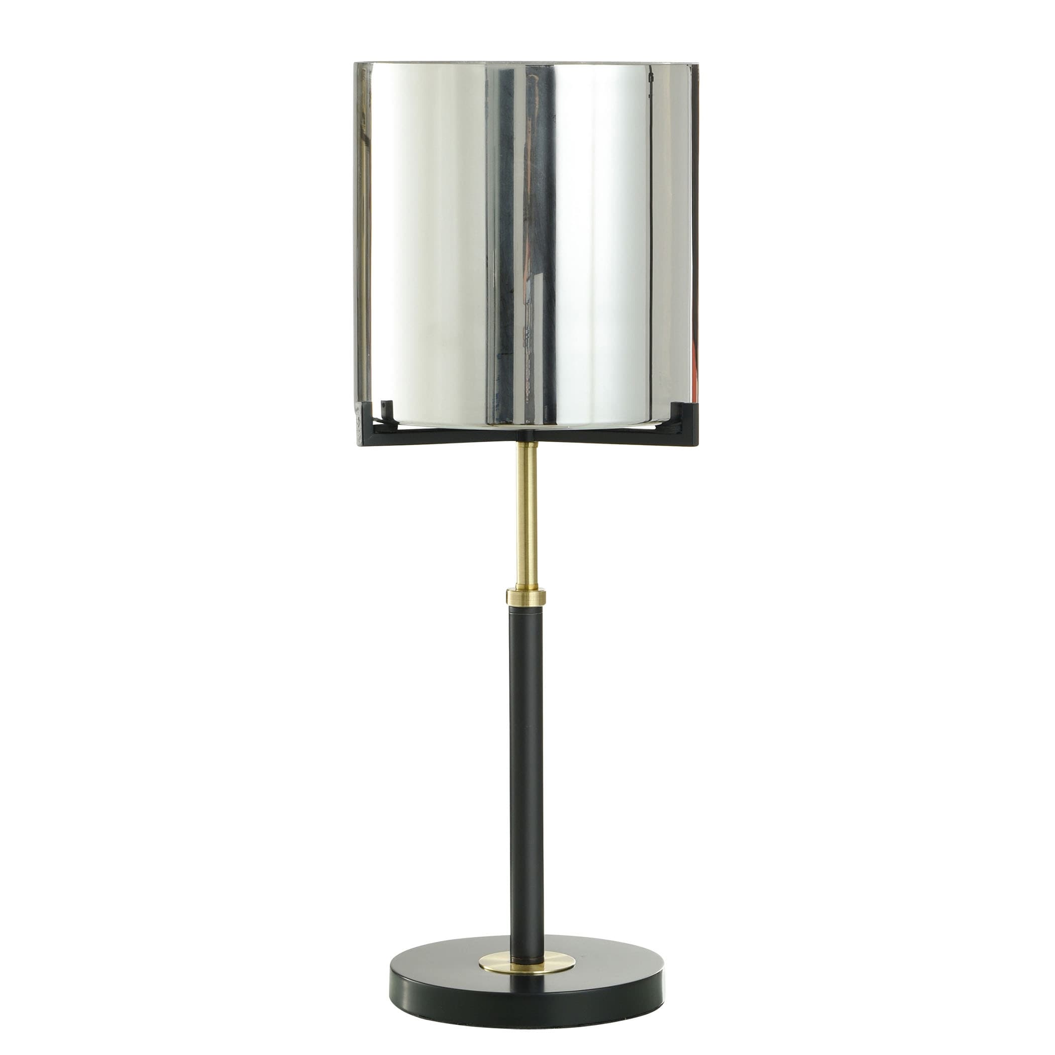 StyleCraft Urban Smoke - Black & Gold Steel Table Lamp - Smoked Chrome Shade