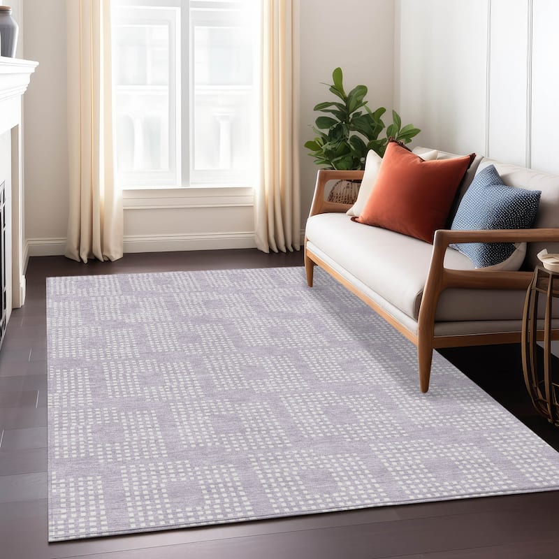 Machine Washable Indoor/ Outdoor Chantille Modern Houndstooth Rug