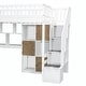 preview thumbnail 31 of 31, Wooden Twin Loft Bed with Built-in Desk, LED Lights, Storage Shelves, Cabinets & Staircase