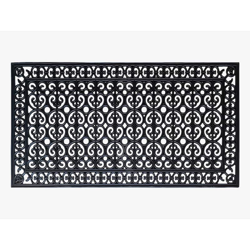 A1HC Rubber Paisley Non Slip Heavy Duty Front Door Extra Large Doormat 30" X 60" - Black