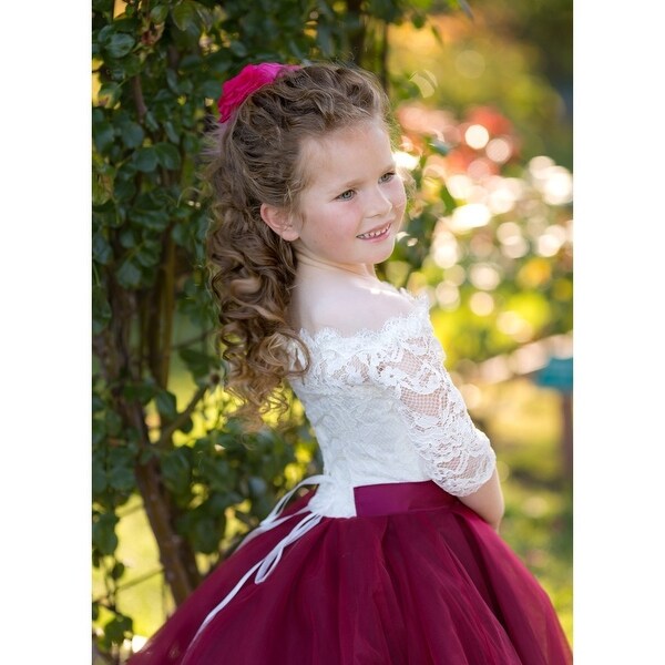 ivory burgundy flower girl dresses