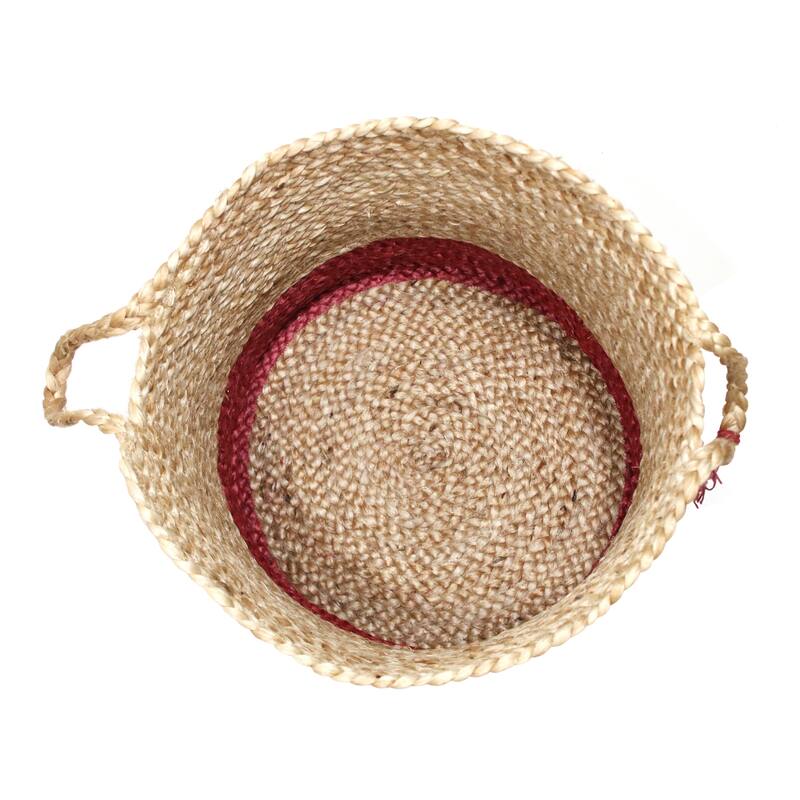 Sevita Two-Tone Handbraided Jute Storage Basket with Handles