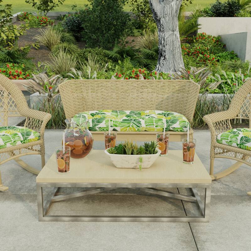 44" x 18" Contoured Outdoor Wicker Bench Cushion - 18'' L x 44'' W x 4'' H