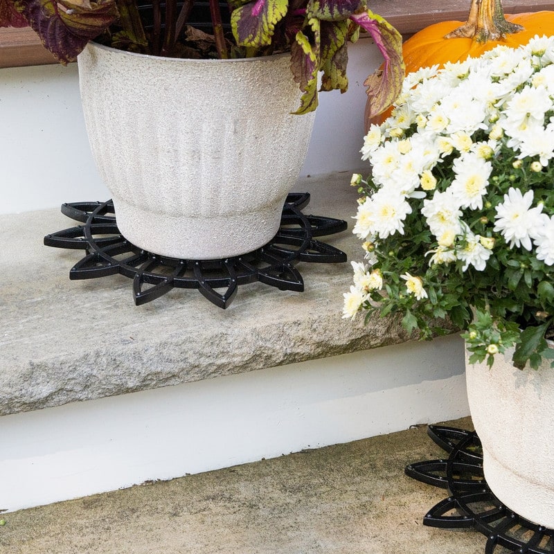 Achla Designs 12"W Black Powedercoat Finish Wrought Iron Flower Trivet (Set of 2)
