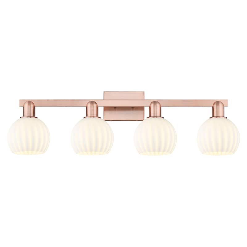Innovations Lighting Endless Possibilities Arcadia - White Venetian - 4 Light 33" Bath Vanity Light - Antique Copper