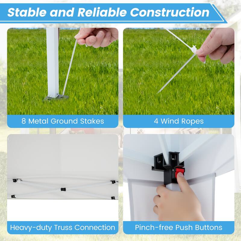 Gymax 10 FT x 10 FT Pop-Up Canopy Tent w/ Mesh Netting Carry Bag 8