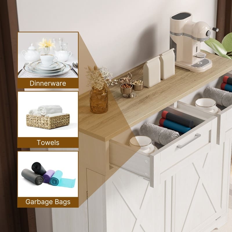 Moasis 13 Gallon Kitchen Tilt Out Trash Bin Cabinet with Power Outlet