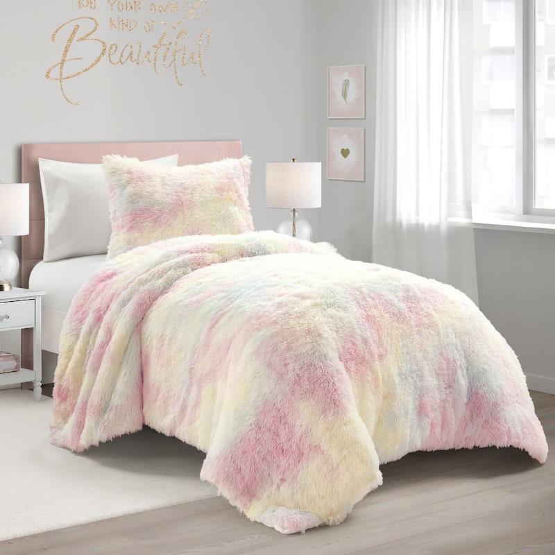 Lush Decor Emma Cozy Ultra Soft Rainbow Faux Fur Comforter - Rainbow - Twin XL