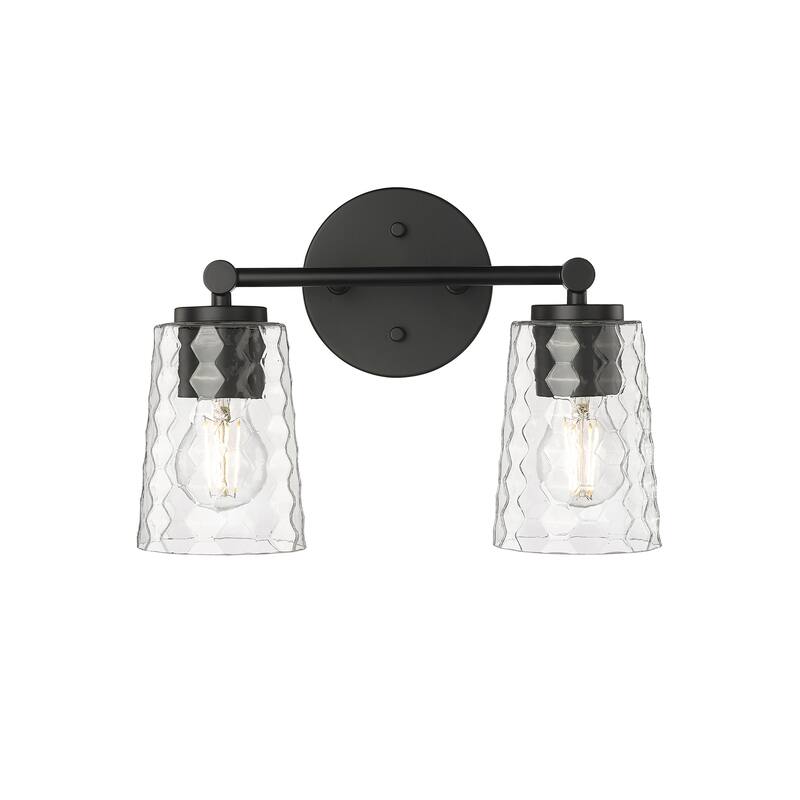 Millennium Lighting Ashli 2/4 Light Vanity Light with Clear Honeycomb Glass Shades - 2 Light - Matte Black