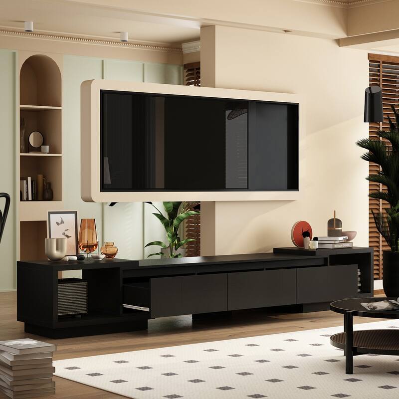 Entertainment Center Table Retracted Extendable TV Stand in Stretch