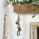 preview thumbnail 1 of 24, Gold, White or Black Metal Tibetan Inspired Cascading Indoor Outdoor Decorative Cow Bells with 5 Bells on Jute Hanging Rope