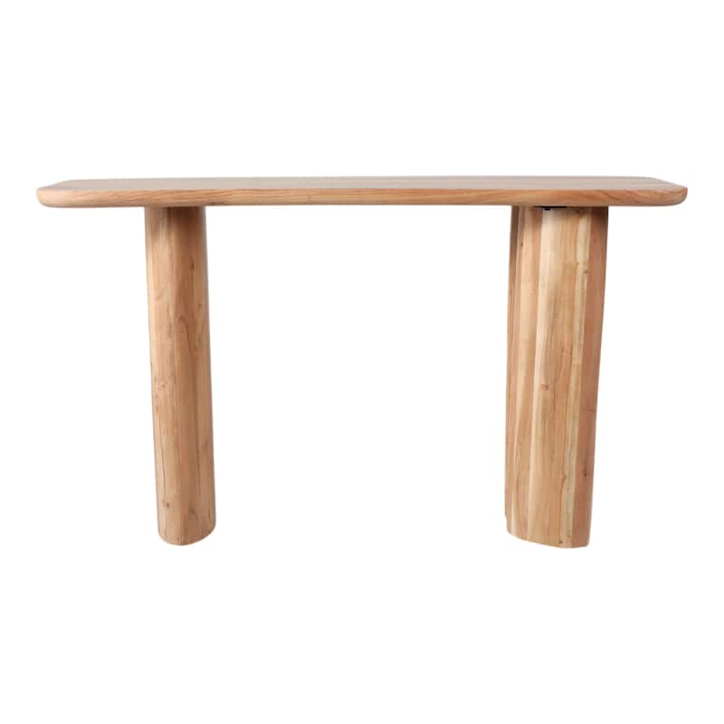 Acacia Wood Console Table Rounded Edge Design Casual Style - 30" Brown - 51" x 18" x 30"
