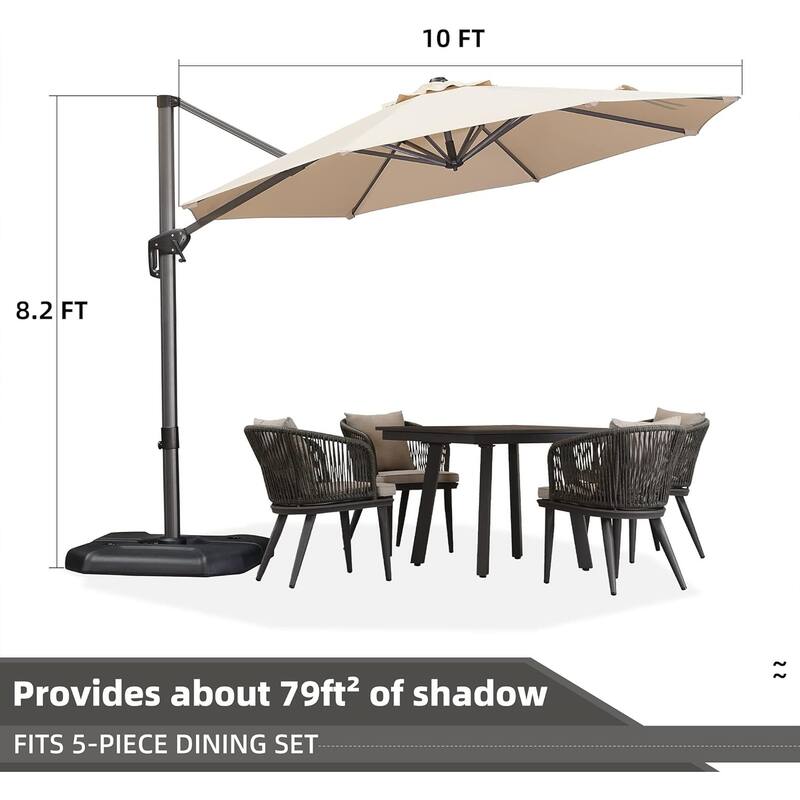 PURPLE LEAF 10 ft 360 Degree Rotation Patio Umbrella With Base