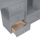 preview thumbnail 7 of 10, Artsy Full Size Loft Wood Bed with Desk, Storage shelves and Drawers, Built-in Ladder, Ample Space Storage, Grey