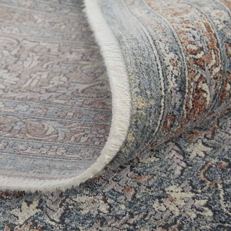 Wete Power Loomed Floral Stain Resistant Low Pile with Fringe Area Rug By HomeRoots - 10' Runner
