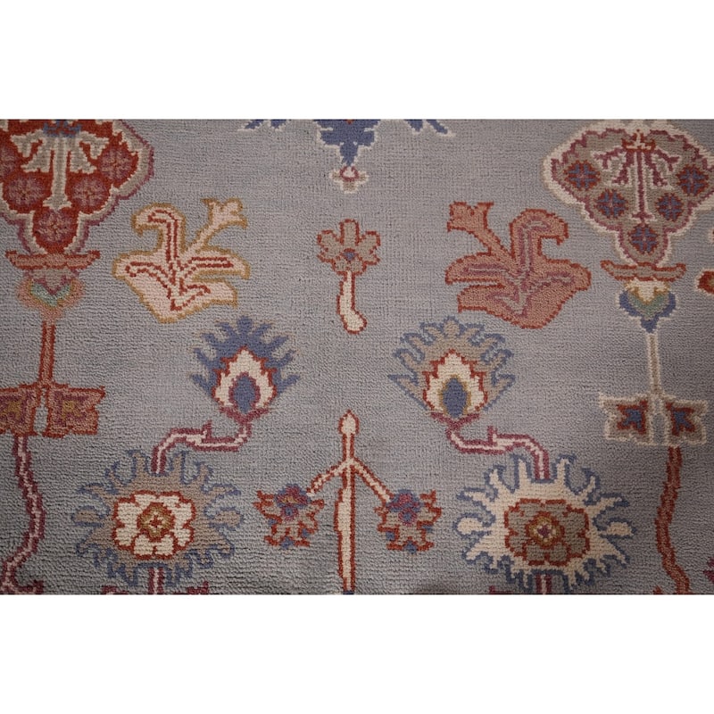 Blue Oushak Indian Area Rug Hand-Knotted Wool Carpet - 7'11"x 10'0"