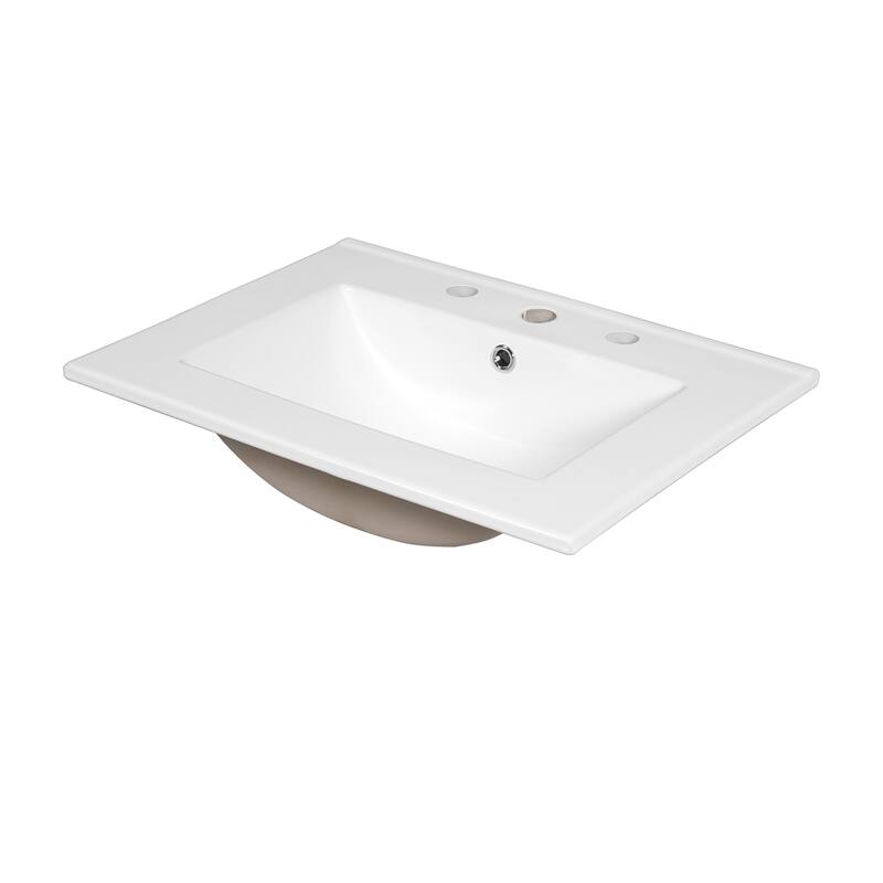 GDFStudio - Marlowen Modern Bathroom Vanity with Ceramic Sink and Storage Drawer & 2 Soft-Closing Doors - 24.01'W