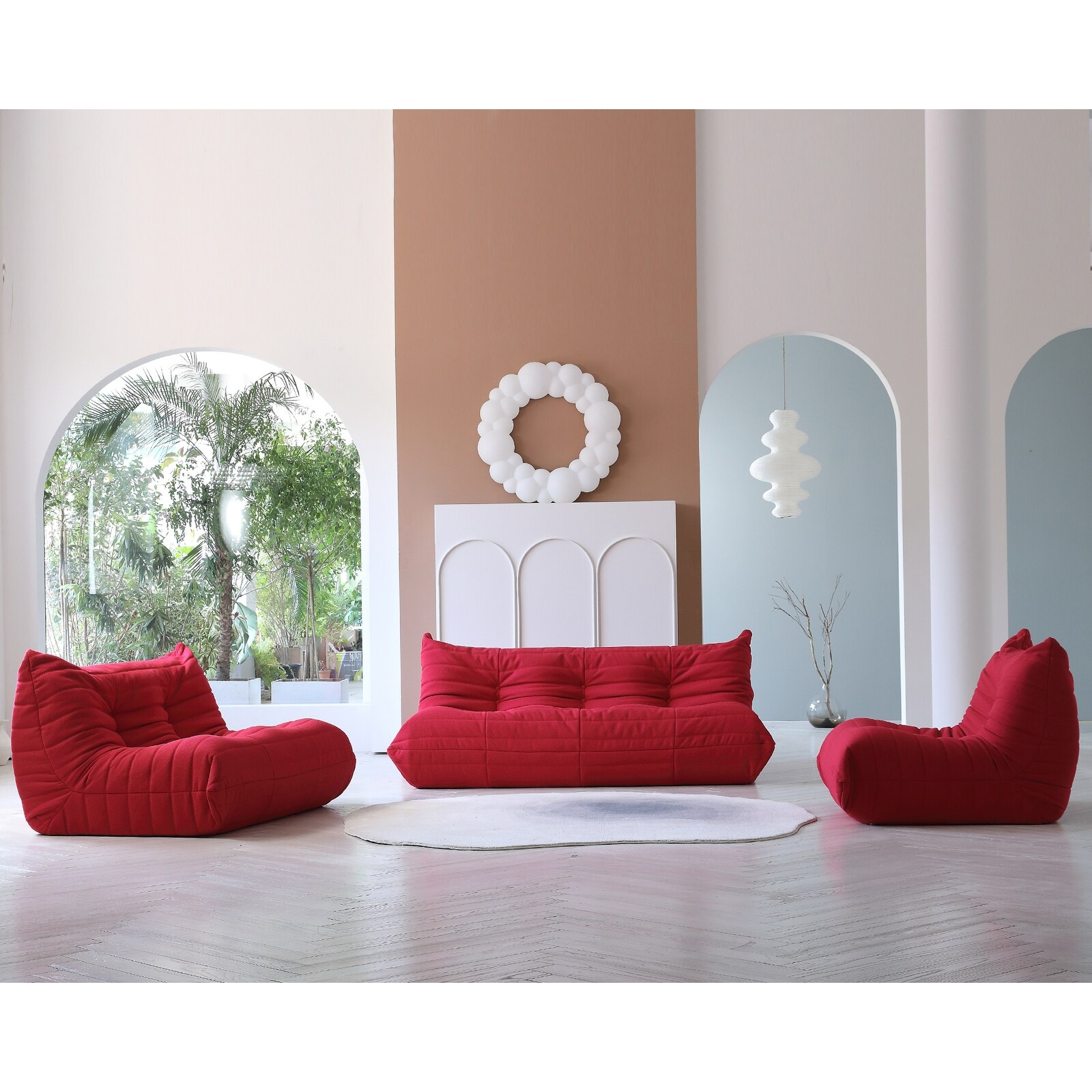 Teddy Velvet Bean Bag Chair Set,Large Lazy Sofa Floor Couch for Living Room  - Bed Bath & Beyond - 36713355