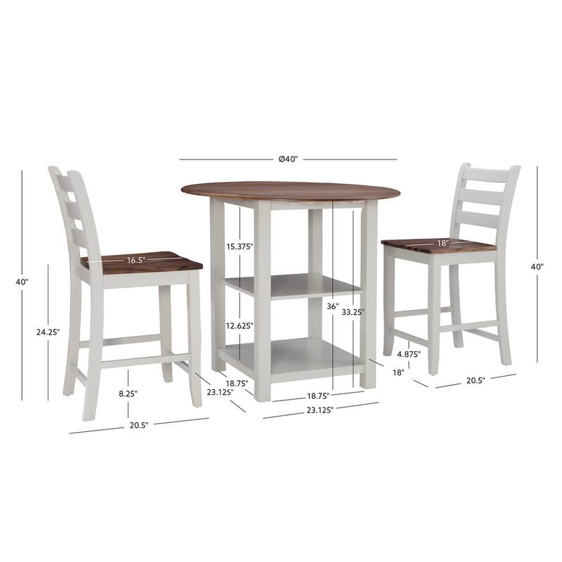 Crovetti 3-Piece Rustic Farmhouse Counter Set
