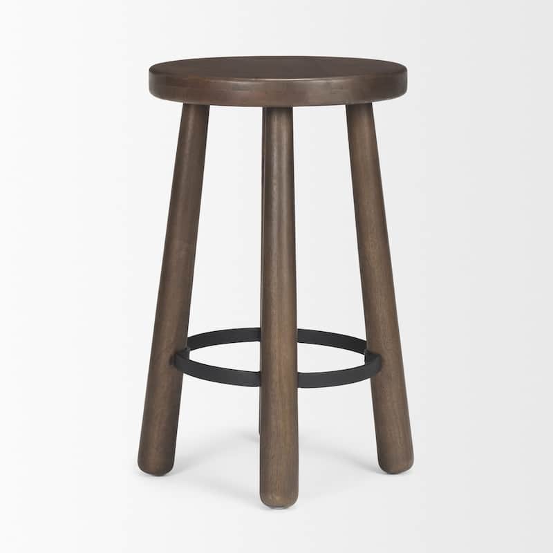 Weldon Dark Brown Wood w/ Matte Black Metal Counter Stool - 16.0L x 16.0W x 26.0H