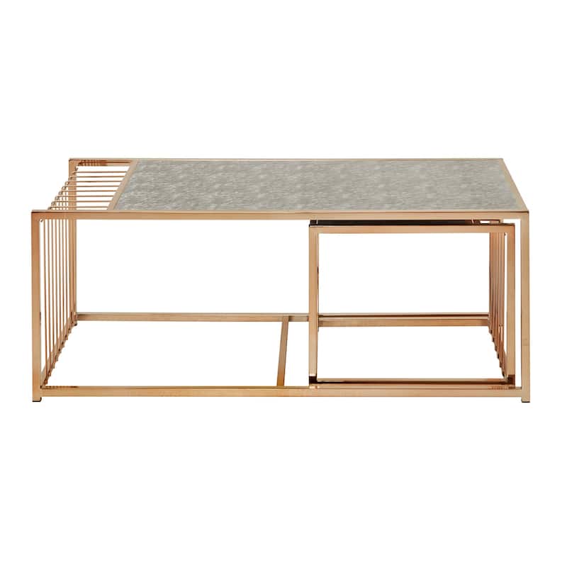 Astor Champagne Gold Finish Textured Mirror Top Nesting Coffee Table by iNSPIRE Q Bold