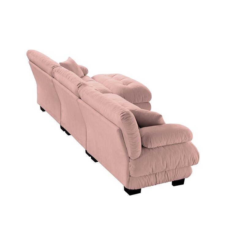 3-Seat Modular Sectional Sofa Deep Seat Couch L Shaped Cloud Couch with Convertible Ottoman for Living Room