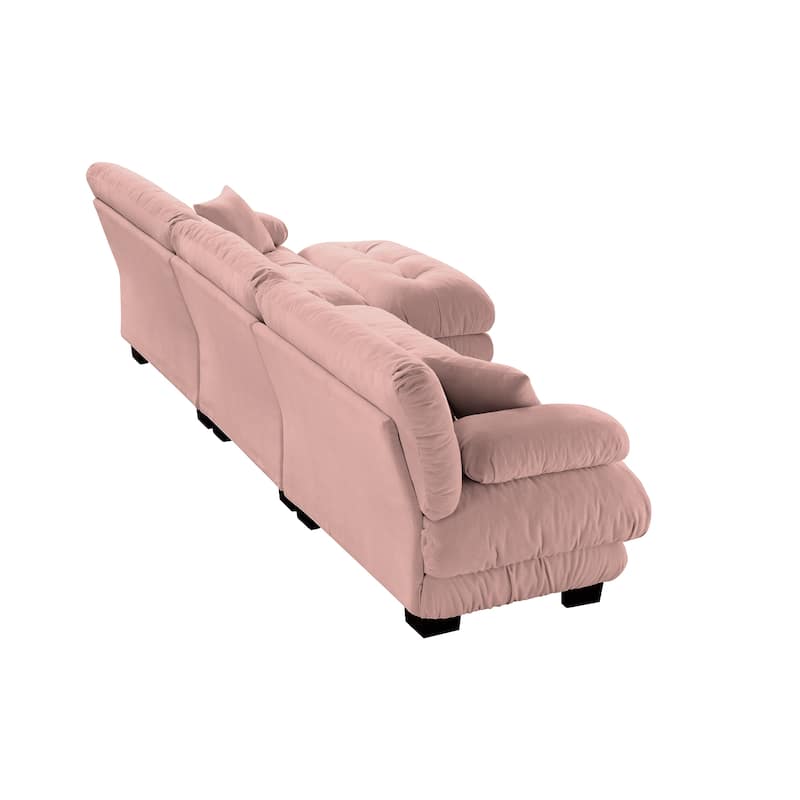 3-Seater L-Shaped Deep Seat Sofa Couch with 1 Ottomans