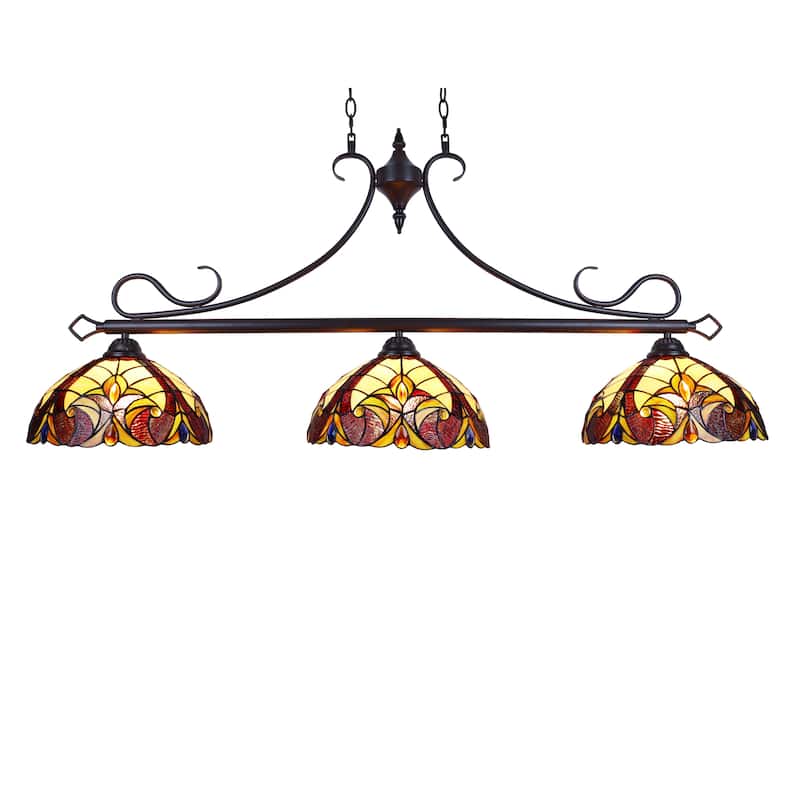 Tiffany Style 3-light Linear Island Fixture