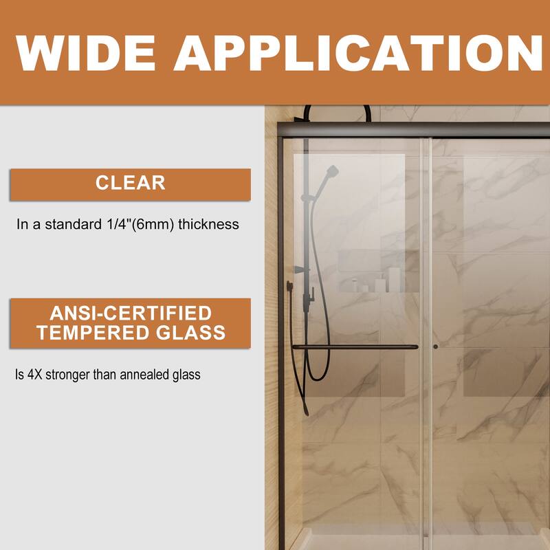 Traditional Sliding Shower Door with Clear Glass