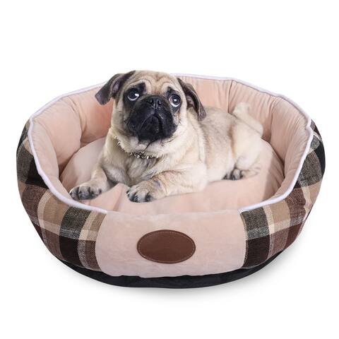 Pet Dog Bed Cat Bed Soft Plush Cuddler Washable Reversible Cushion