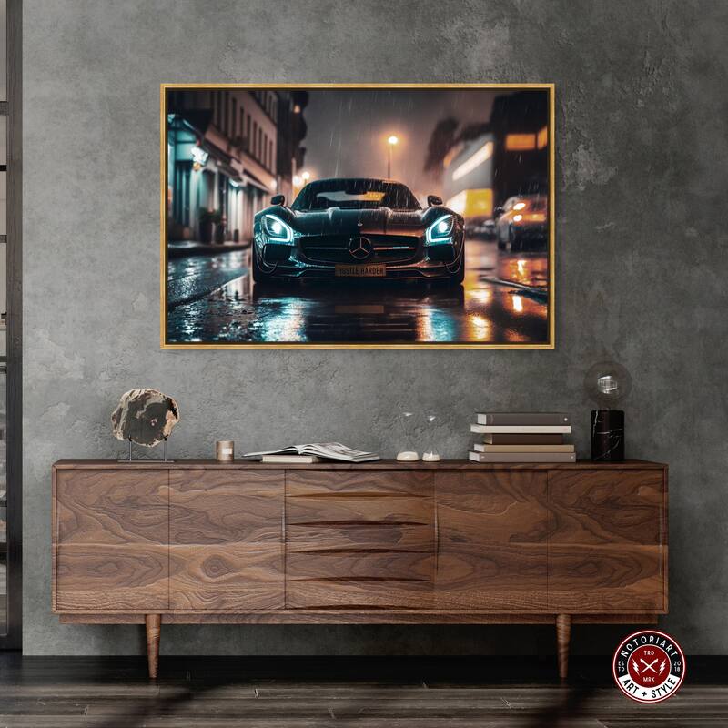 Notoriart Drive Through The Town Framed Car 1 Piece Canvas Wall Art