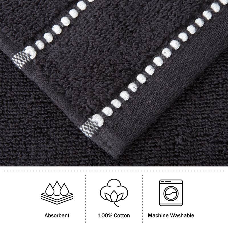 Quick Dry Towel Set - Absorbent Cotton Bathroom Accessories with Bath Towels, Hand Towels, and Wash Cloths by Lavish Home
