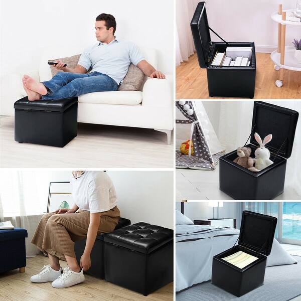 Shop Costway 16 Cube Ottoman Pouffe Storage Box Lounge Seat