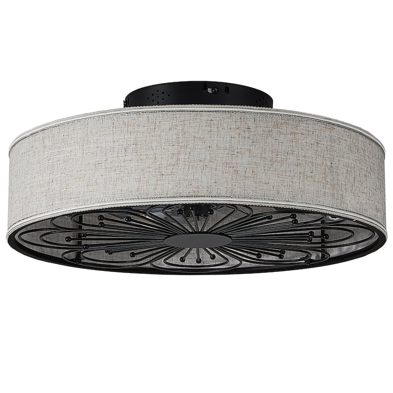 Caged Ceiling Fans with Lights Flush Mount,Low Profile Ceiling Fan with Remote,20 Inch Ceiling Fan(Bulb Not Included) - Black