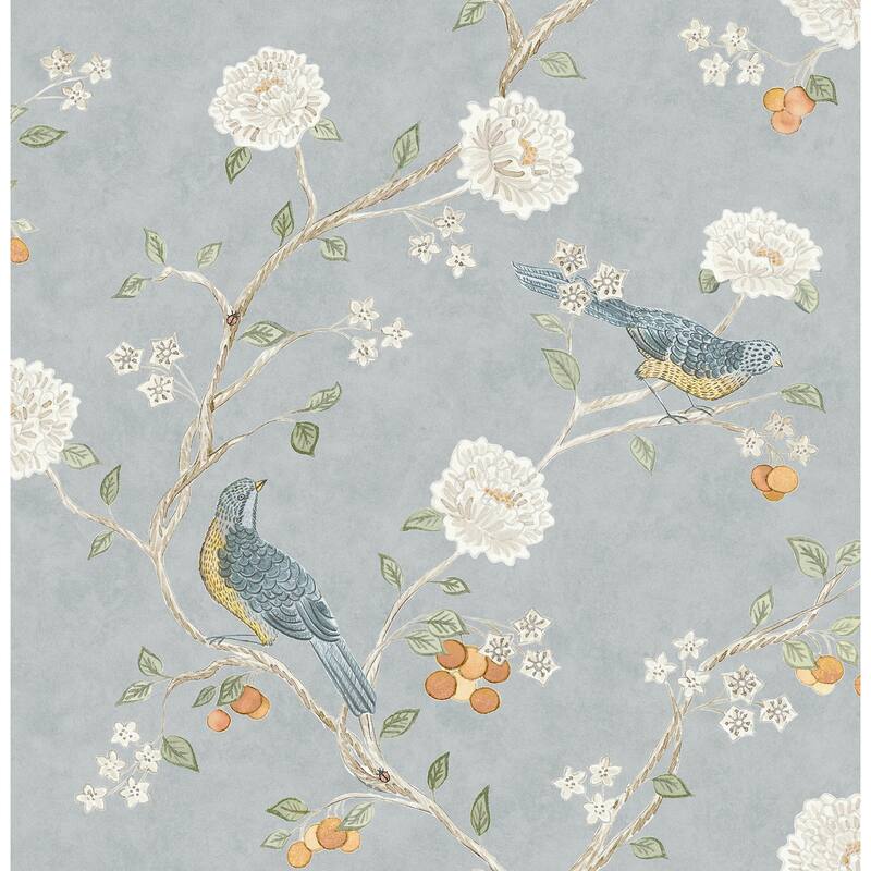 Erin Gates Wellesley Blue Heather Chinoiserie Wallpaper
