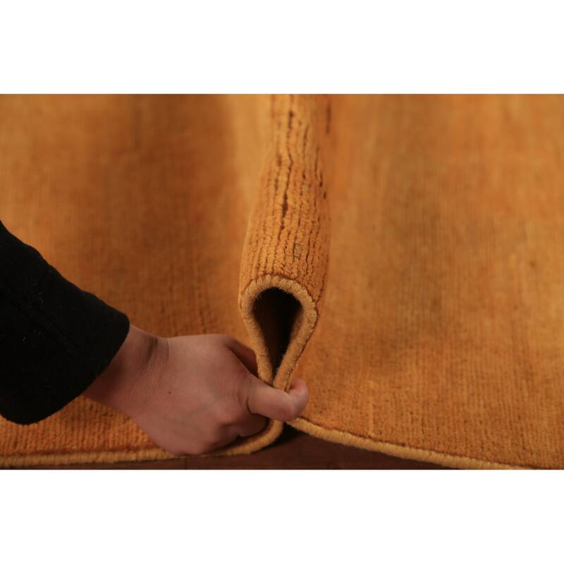 Gabbeh Modern Oriental Rug Handmade Stripe Orange Wool Carpet - 4'11" x 6'5"