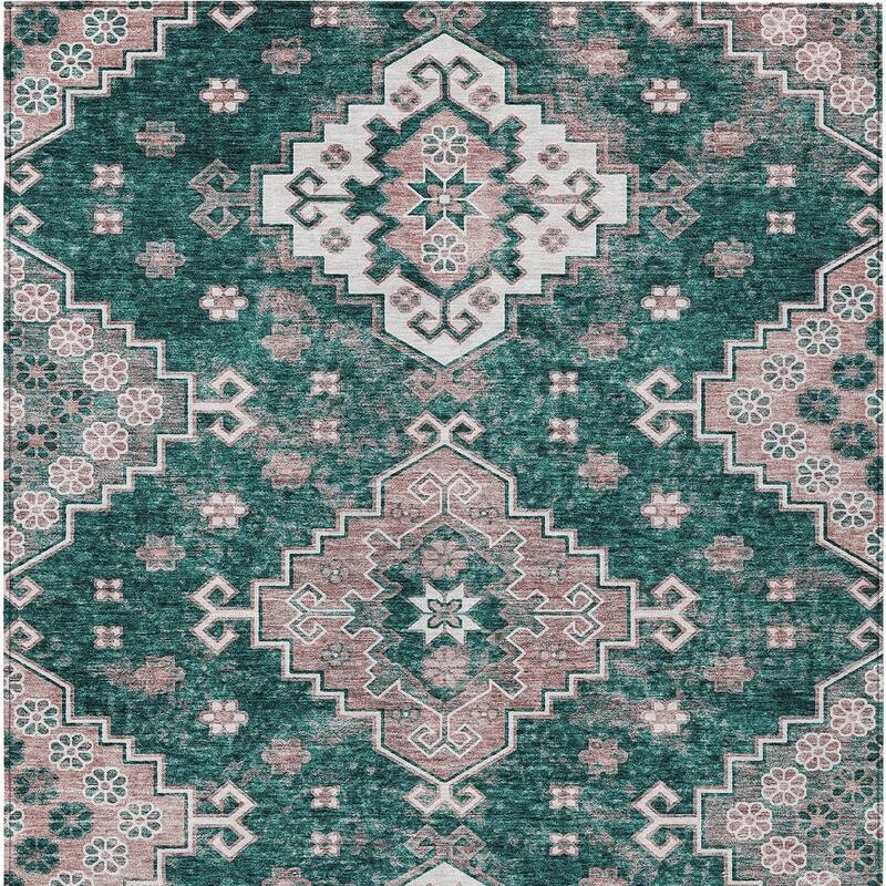 HomeRoots Medallion Traditional Rectangle Outdoor Rug