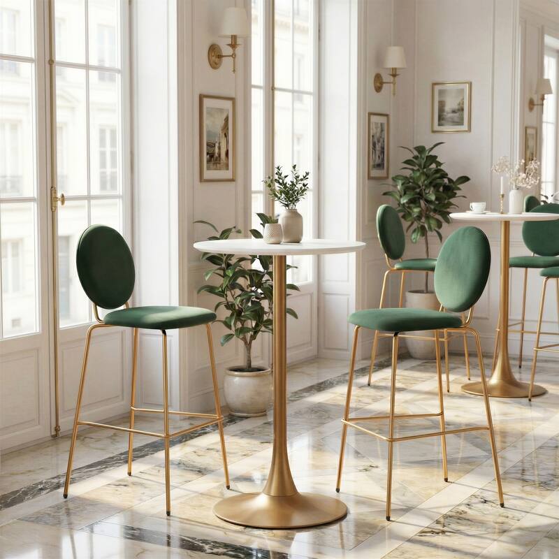 Auray Bar Table White & Gold - White/Gold