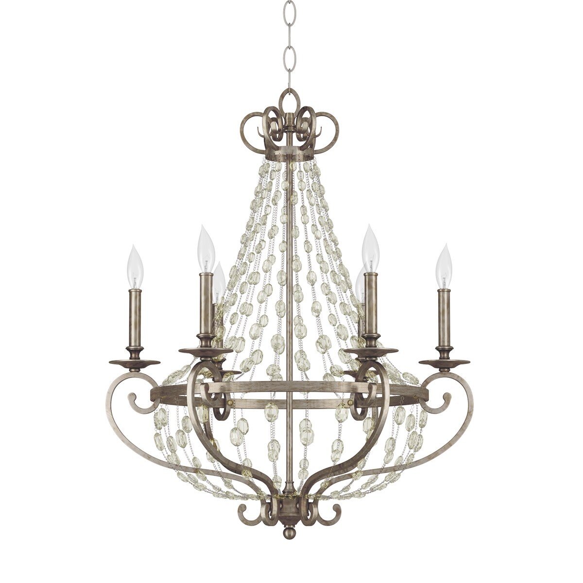 Park Harbor PHHL6216  Rosalind 26" Wide 6 Light Empire Style Chandelier with Strung Glass Accents (Goldtone Finish) - Chandeliers For Bedrooms by Overstock.com
