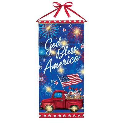 LED Lighted God Bless America Patriotic Truck Banner - 15.5 x 29.75 x 1