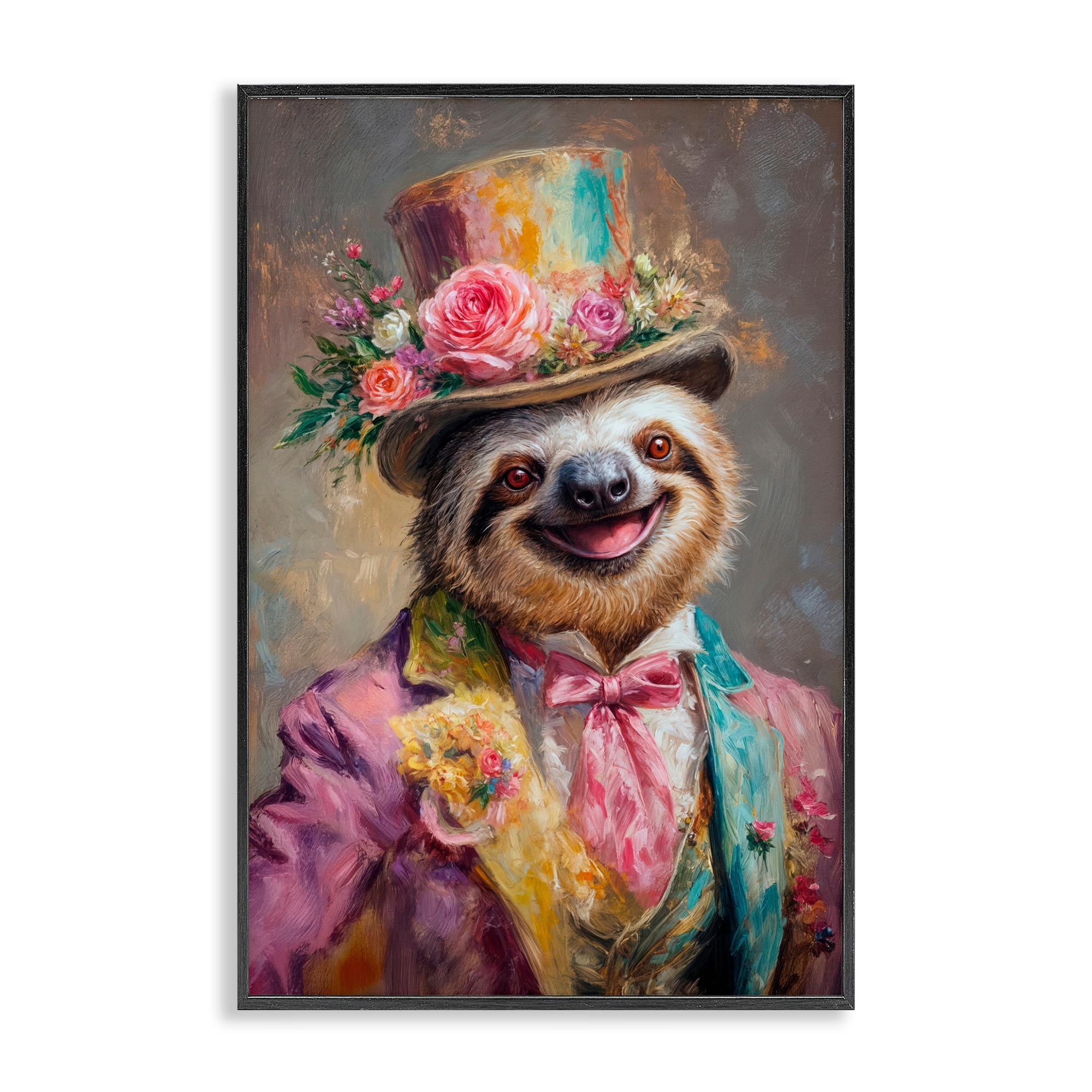 Stupell Victorian Sloth Portrait Framed Giclee Art Design By Wumples