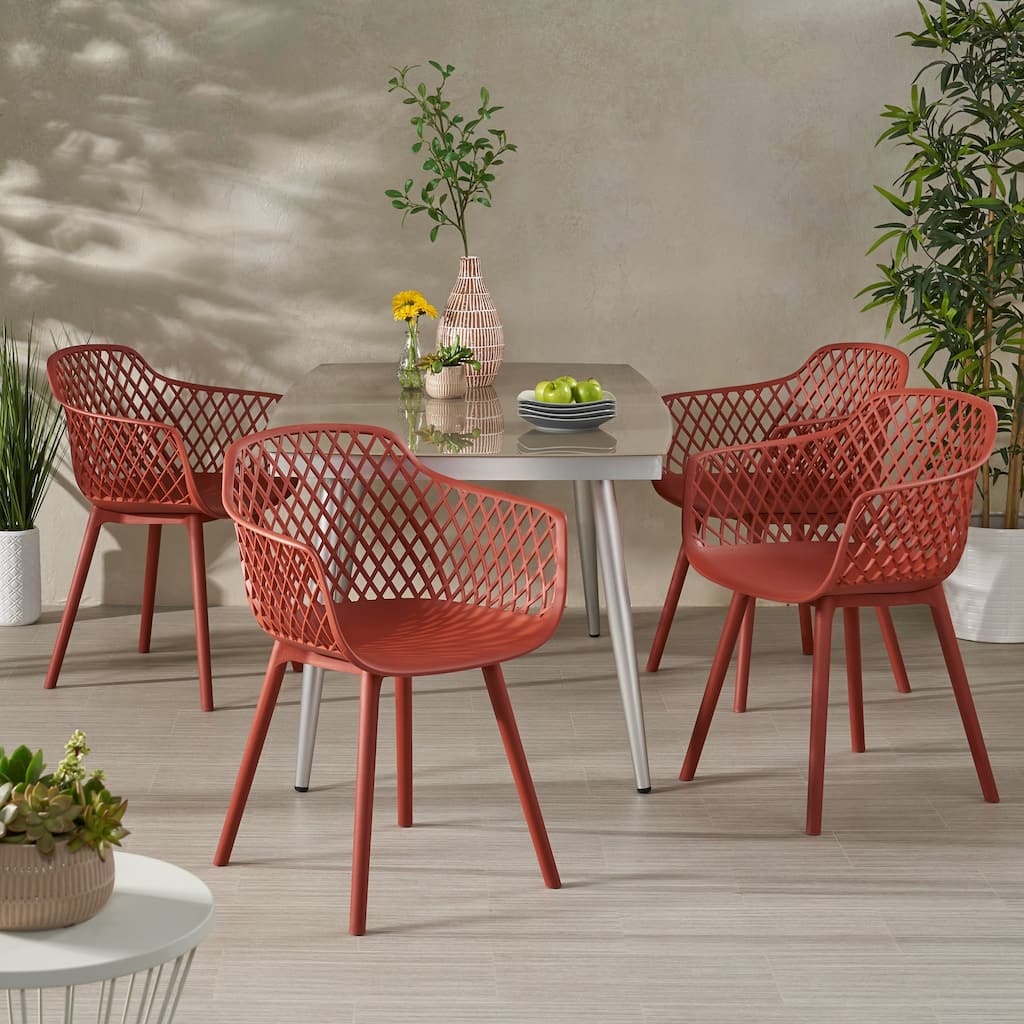 Poppy Outdoor Modern Dining Chair (Set of 4) by Christopher Knight Home